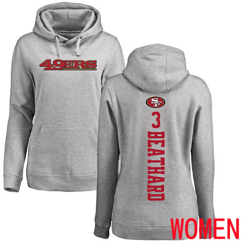 San Francisco 49ers Ash Women C. J. Beathard Backer #3 Pullover NFL Hoodie Sweatshirts